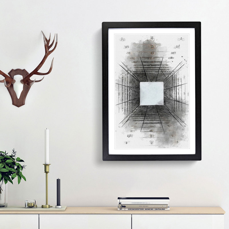 Sketching the Architecture Vol.57 - Picture Frame Drawing Print, 65cm H x 48cm W x 2cm D, Black Framed