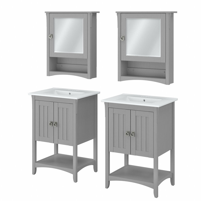 Meuble-lavabo double 24 po , Gris