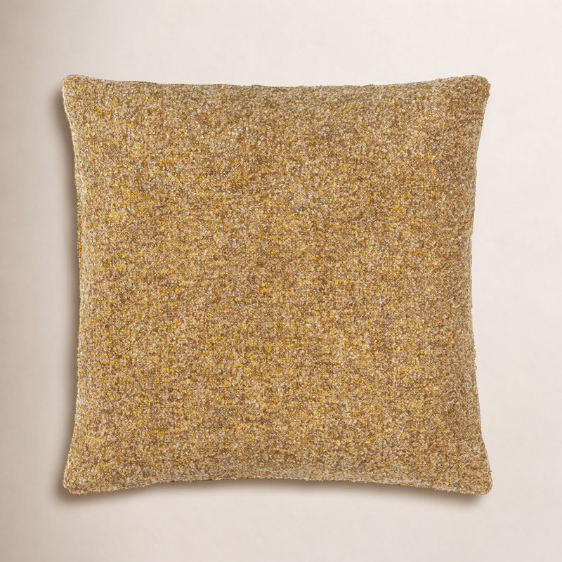 Jeté carré en mélange de coton Bobby, Housse de coussin seulement - sans coussin, 22 po x 22 po, Moutarde