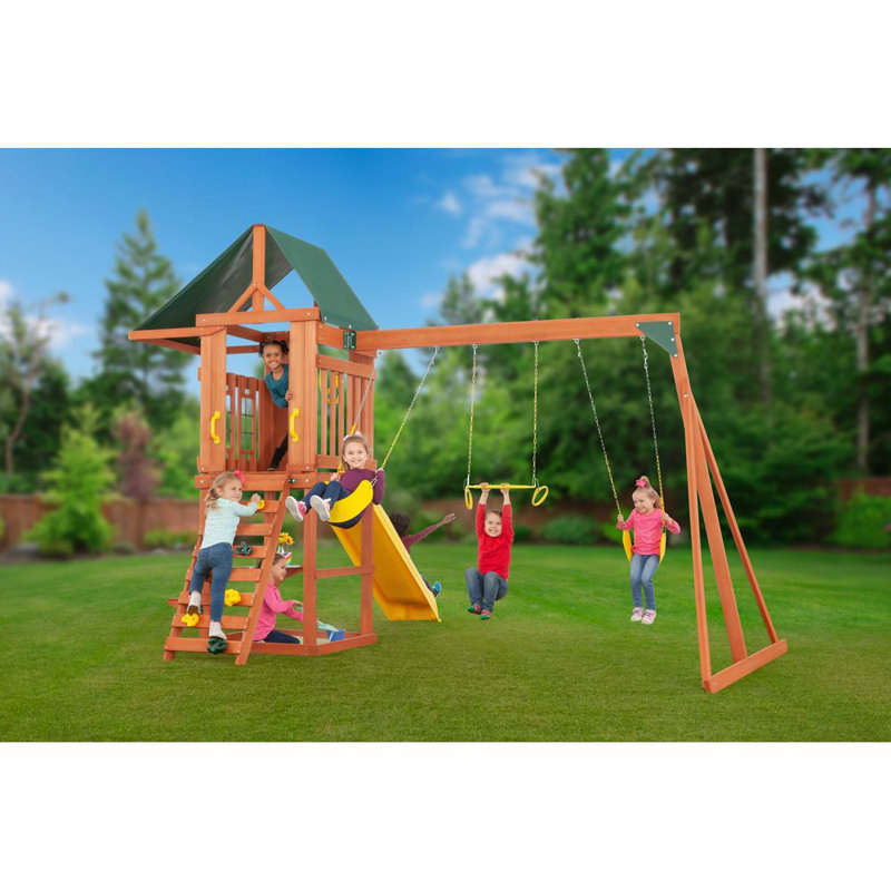 Creative Cedar Designs Cedar Cottage Complete Wooden Swing Set