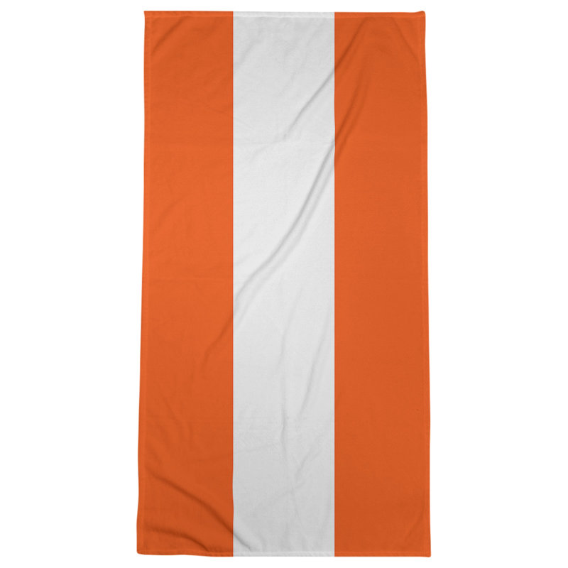 Cotton Blend Beach Towel, Dark Orange/White