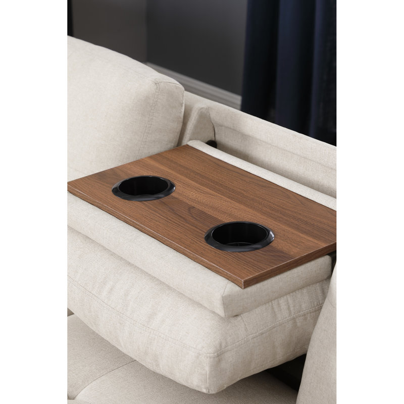 En forme de L avec rangement jumelé en beige, ensemble de 4 sièges pour des rassemblements décontractés, deux coussins décoratifs, accoudoirs arrondis, touffetage subtil, garniture cloutée, structure en bois massif et d'ingénierie, beige rembourré de mousse 3,
