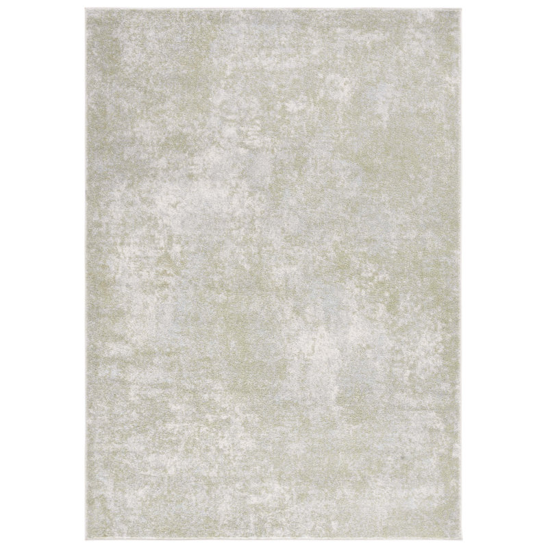 Tapis ivoire / sauge en polypropylène tissé à la machine Lorenco, Rectangle 6 pi x 9 pi