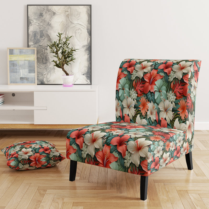 Fauteuil de chambre rembourré C, Mirage à motif tropical paradisiaque I