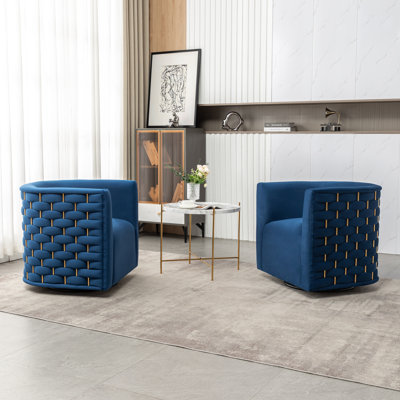 Occie Velvet Swivel Barrel Chair