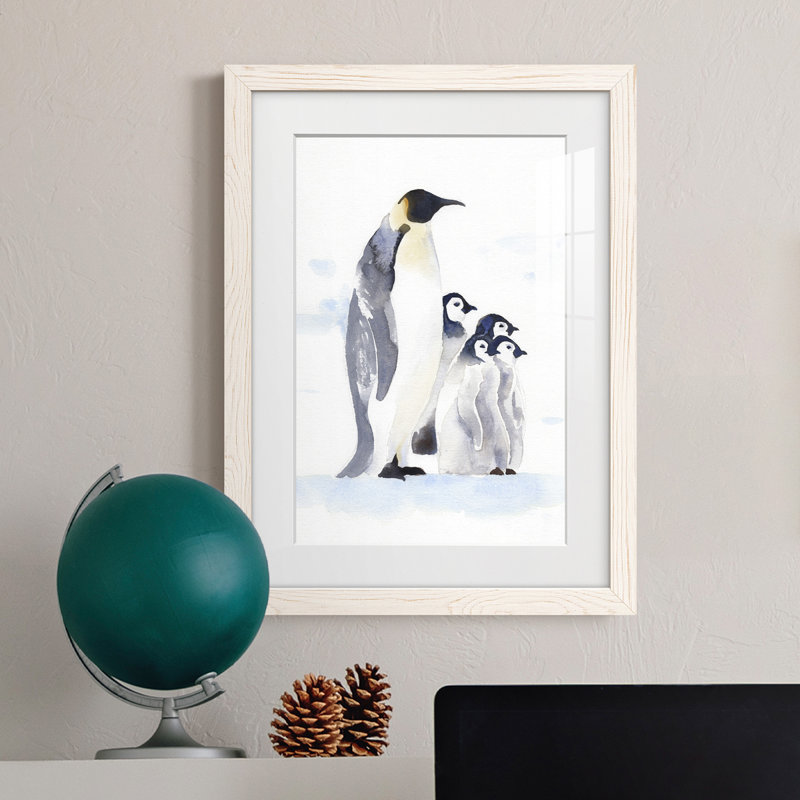 Emperor Penguins I Premium encadré mat - prêt à accrocher, H 24 po x l 20 po x P 1 po, Cadre blanc