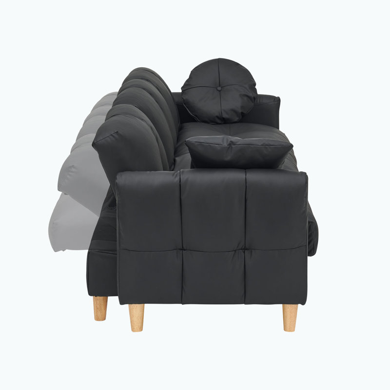Technology cloth three-seat sofa lift sofa bed with locker, Black Tech Cloth, 32.5" H x 84.65" W x 41.73" D, 3