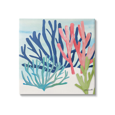 Underwater Sea Life Blue Pink Ocean Coral Reef Gray Farmhouse Rustic Framed Giclee Texturized Art By Katie Doucette -  Stupell Industries, am-362_cn_17x17