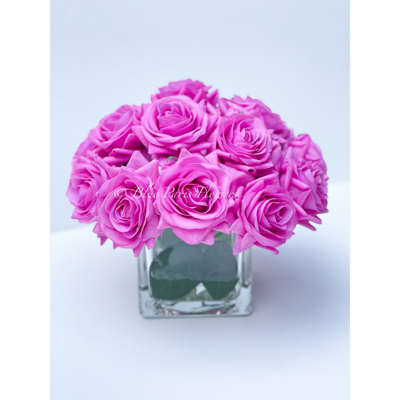 Centre de table artificiel Real Touch Rose, Rose foncé