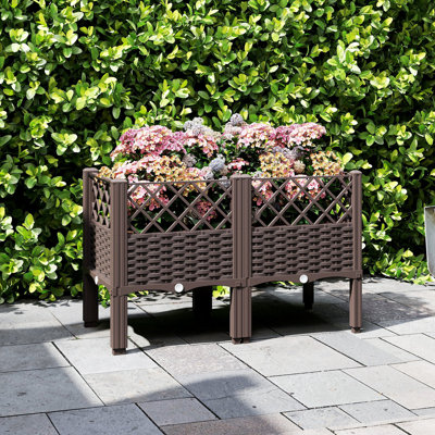 Lit de jardin surélevé en plastique avec pieds, 31,5 po x 15,7 po x 20,3 po