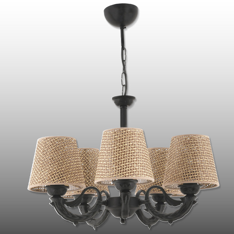 Lustre classique 5 lumières, Noir/naturel, Noir
