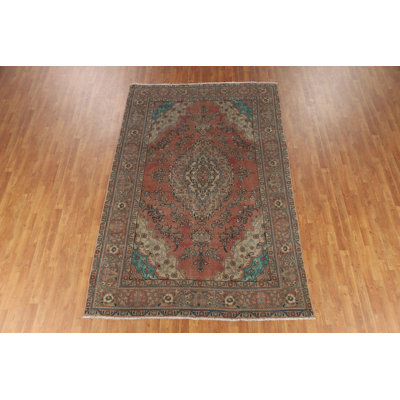Pink Wool Medallion Traditional Area Rug 7x10