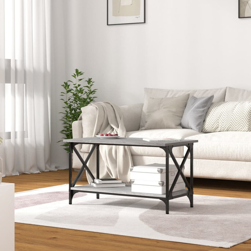 Isuf Four Leg Coffee Table with Storage, Grey Sonoma, 45cm H x 80cm W x 45cm D