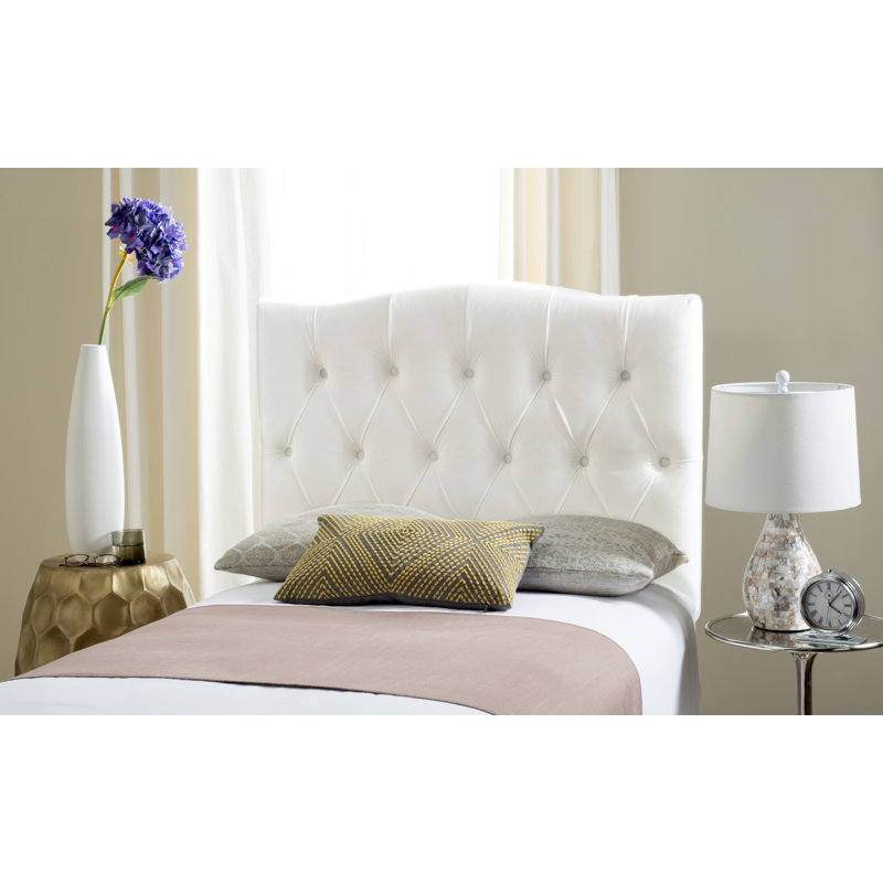 Nicastro Upholstered Panel Headboard, Polyester Off-White, Twin