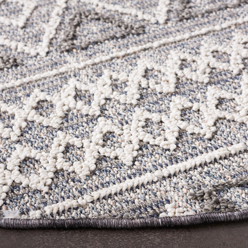 Enno 800 Performance Geometric Indoor/Outdoor Area Rug, Round 6'7"