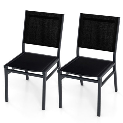 Set Of 2 Outdoor Dining Chairs With Breathable Seat And Backrest For Backyard Porch Poolside
