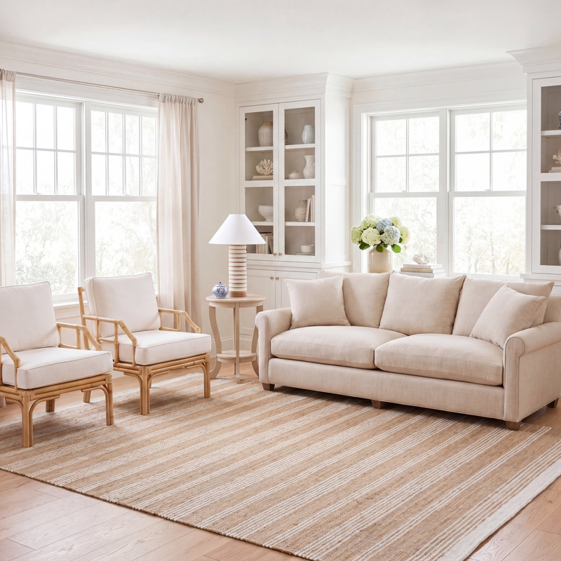 Natural Fiber 608 Hand Woven Jute/Wool/Cotton Striped Rug in Natural/Ivory, Rectangle 8' x 10'