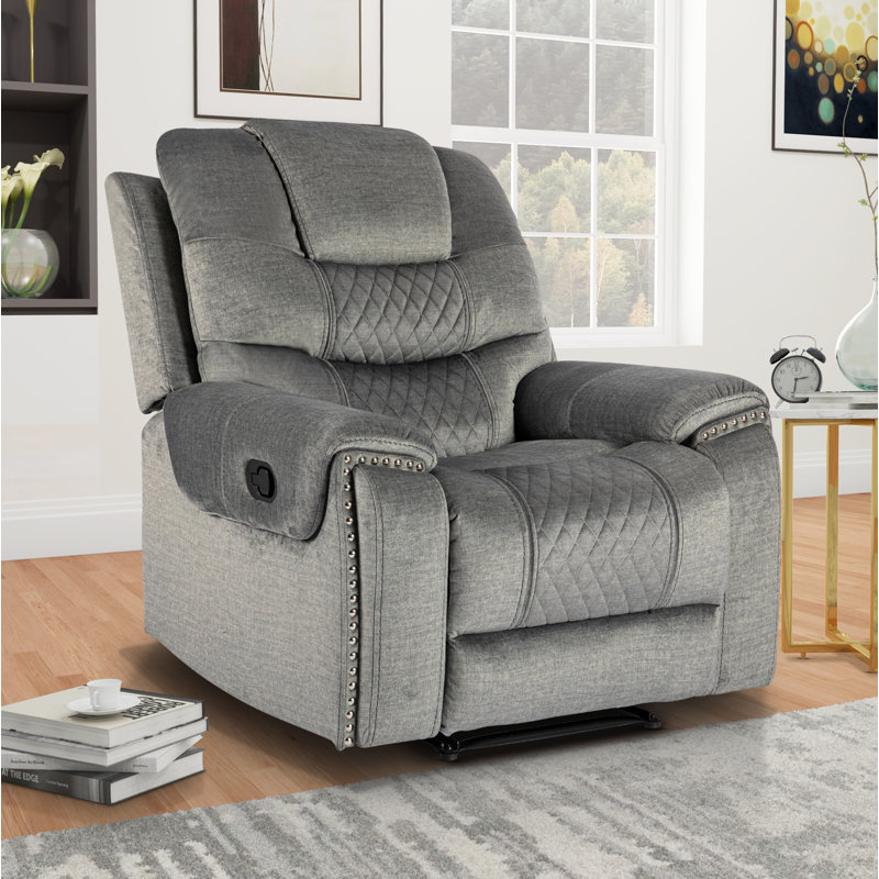 Hasad Standard Manual Recliner, Grey Chenille Fabric