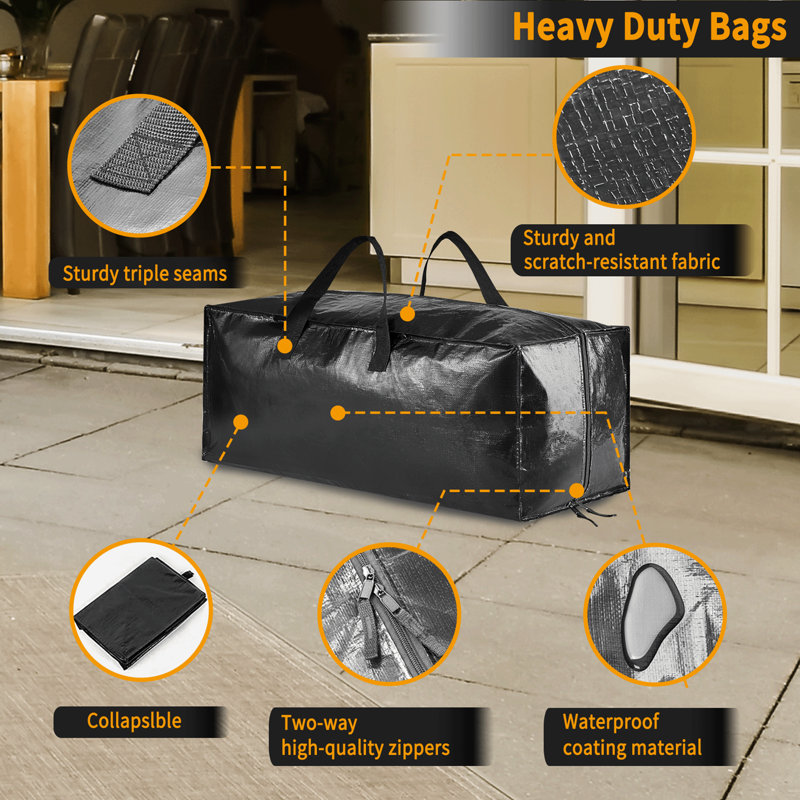 Heavy Duty Moving Bags - Extra Large Storage Totes with Backpack Straps, Strong Handles & Zippers, Alternative to Moving Boxes