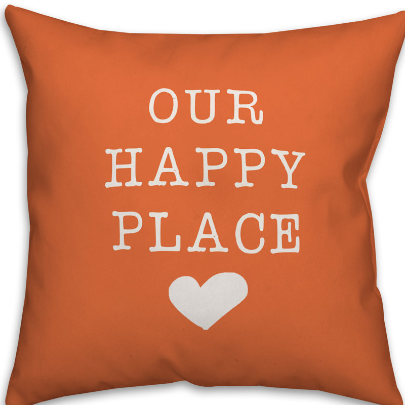 Textual Outdoor Throw Pillow, 20" H x 20" W, Orange