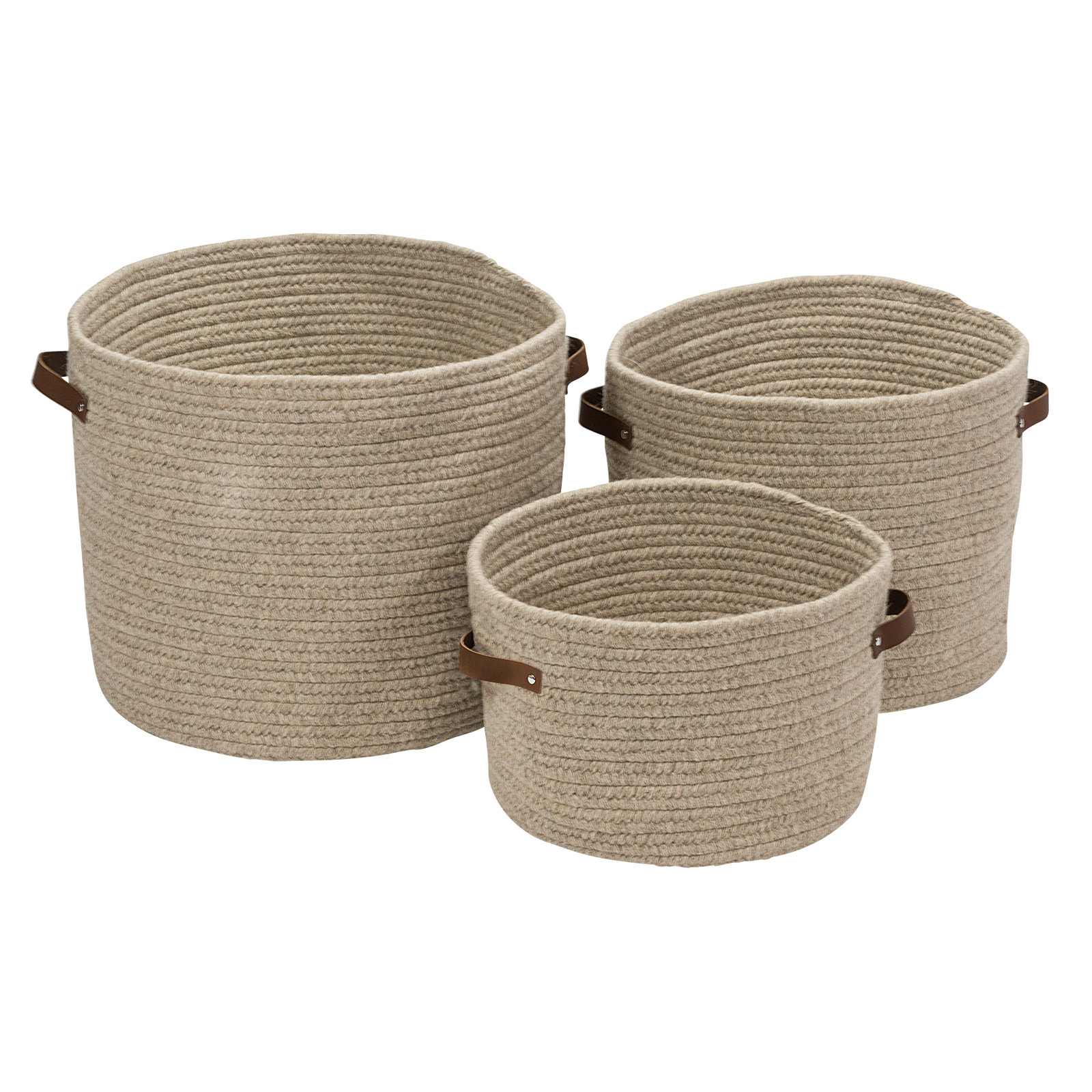 Monaco Wool / Felt Decorative Basket 1, 18" H x 18" W x 14" D, Beige