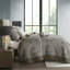 Ensemble de couvre-lit 5 pièces en jacquard avec coussins décoratifs bleu / brun très grand