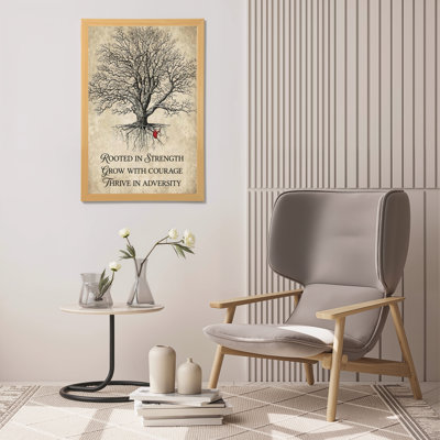 Tree Roots And Strength Quote Canvas Wrapped Wall Art Oil Painting Print Set Of 1