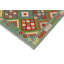 Tapis vert / rouge / beige à motif géométrique en laine tissé à plat 3 pi 4 po x 4 pi 10 po Pauletta