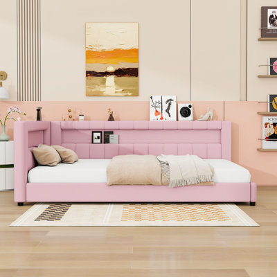 Upholstered Daybed with LED Belt and USB Ports