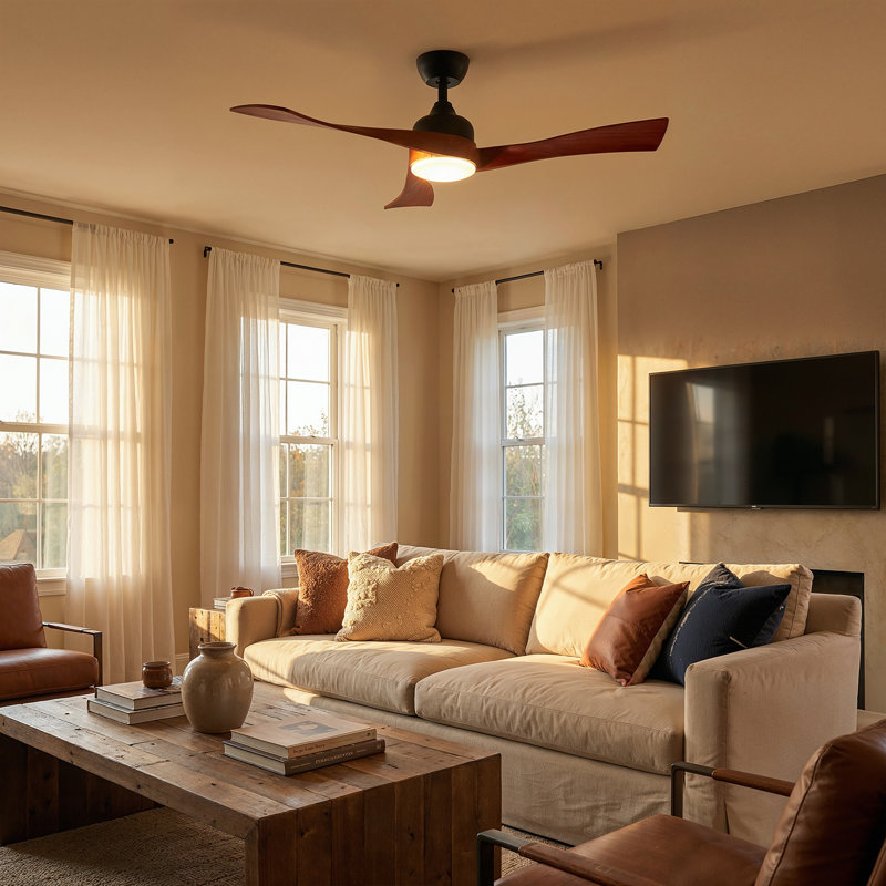 Smart Ceiling Fan With Solid Wood Blades, Reversible Motor, LED Light & App Control, Ultra-Quiet All-Season Fan