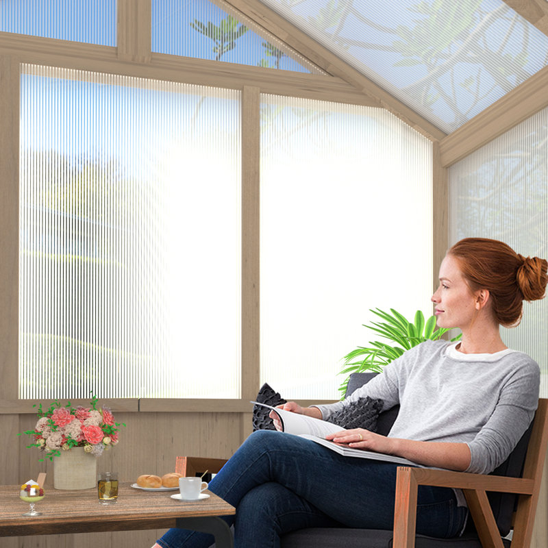 Oversized Wooden Polycarbonate Greenhouse, 90.6" H x 96" W x 166.8" D