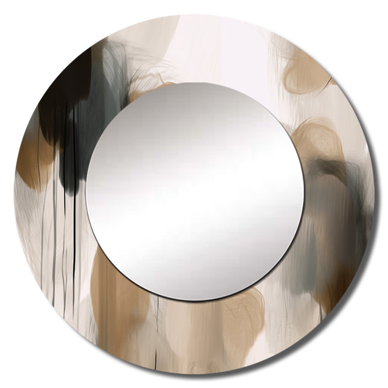 Olles, peinture de formes abstraites II - peinture murale abstraite, miroir rond moderne, impression sur métal, 29 po x 29 po