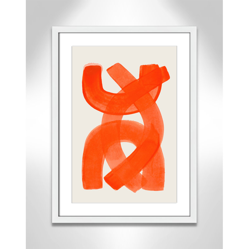 «Orange Strokes Print» par Haniff, Blanc satiné, L 17 po x H 23 po, Imprimé mat