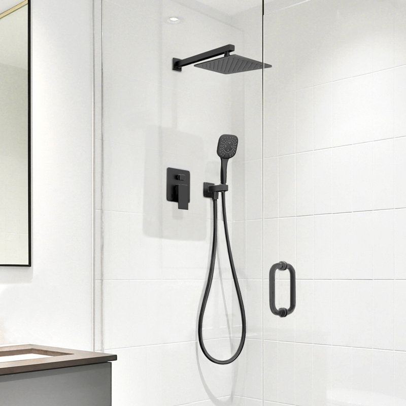 Robinet de douche avec valve brute, Noir mat