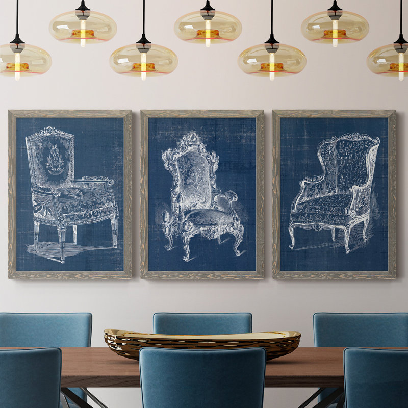 " Blue & White Asian Garden I " 2 - Pieces Painting Print, Grey Framed Canvas, 37.5" H x 27.5" W x 1" D