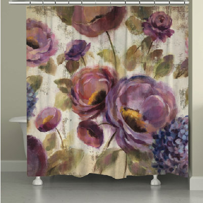Caihe Purple Floral Garden Single Shower Curtain