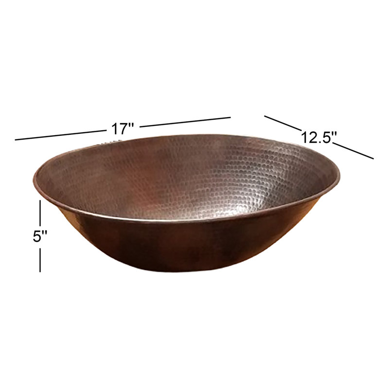 Rustic 17" Oval Copper Vessel Bathroom Sink