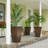 Set of 3 Tall Outdoor Planters w/ Drainage Holes Brown-99786997