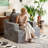 Boneless Single-seater Pure Sponge Compression Sofa With Cup Holders And Throw Pillows-442603621
