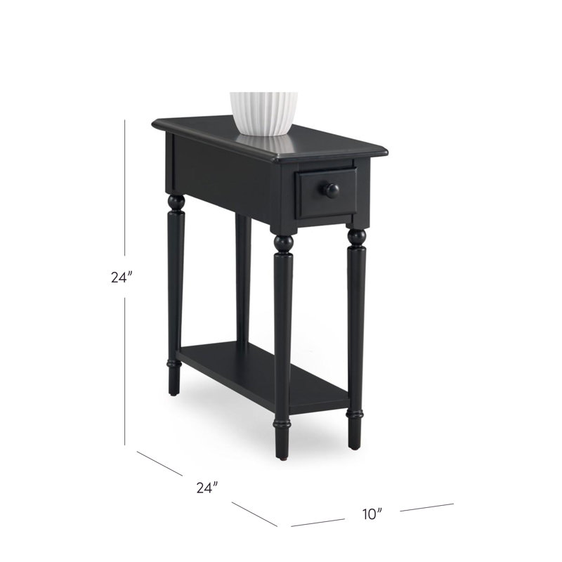 Coastal Solid Wood Narrow Side Table, Swan Black