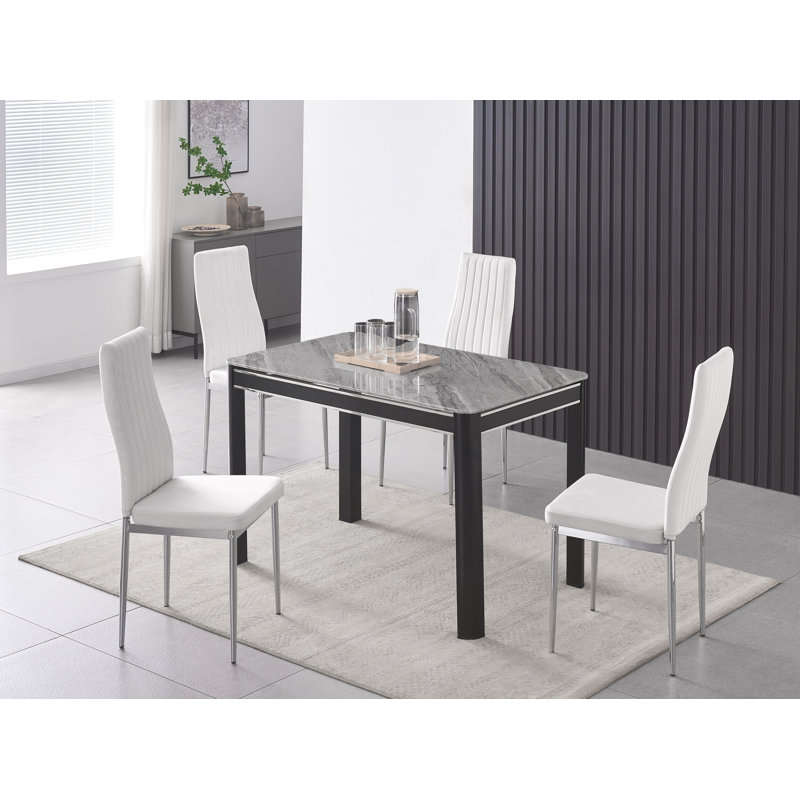 Nessi 4 - Person Dining Set, White