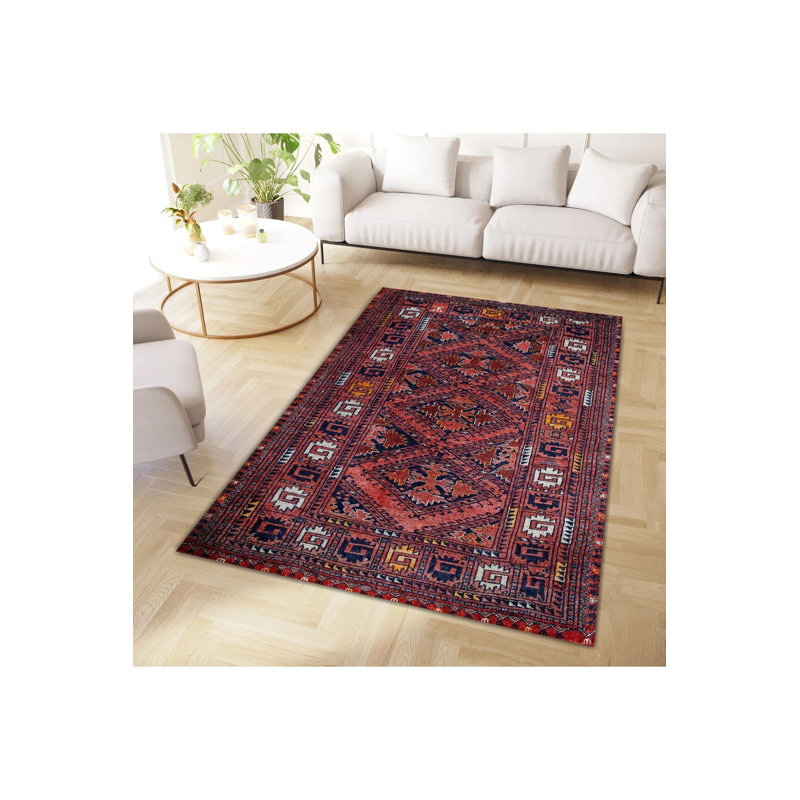 Tapis traditionnel lavable motif traditionnel traditionnel, Sous-tapis rectangulaire de 3 pi 3 po x 4 pi 11 po