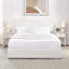 Lit plateforme tapissier Boucle avec rangement breveté à 4 tiroirs, tête de lit capitonnée à coutures courbées, support de matelas à lattes en bois, aucun sommier requis