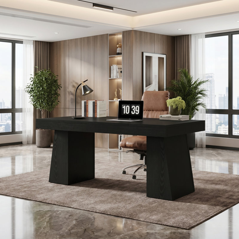 Bureau double caisson Wolbach, Noir