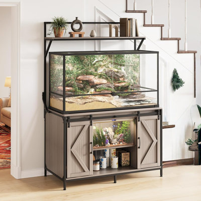 Reptile Tank Stand, Fish Tank Stand Fits Up to 120 Gallon, Aquarium Stand with 48" x 24" Tabletop & Power Outlet, Bearded Dragon Tank Reptile Turtle Terrarium Stand