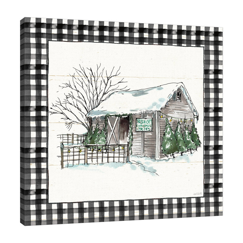 «Holiday On The Farm IV BW Buffalo Check», toile tendue par Anne Tavoletti, H 48 po x l 48 po x P 1,5 po
