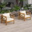 Fauteuil club d'extérieur en bois d'acacia avec coussins (ensemble de 4), ensemble de conversation, convient aux rassemblements extérieurs, finition teck, coussin beige-329945489