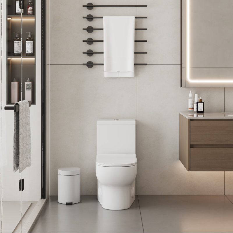 Siphon Jet Flush Toilet, Elongated Dual 1.1/1.28 GPF w/ Slow Close Seat Comfort Height 16.5", White