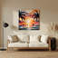 «Botanical Tropical Sunset», art mural en métal orange-2147413096