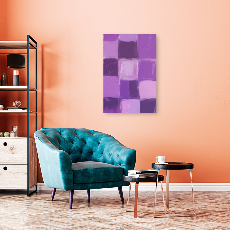 Purple Abstract Abstract Contemporary Geometric Lavender Violet Wall Art Print 1 Piece Wrapped Canvas Wall Art